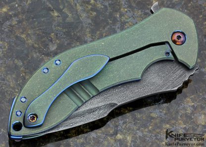 Neil Blackwood Custom Knife Acid Wash Tumbled Steel with Hamon and Titanium "Mini Skirmish" Framelock Flipper - Image 3