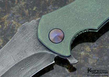 Neil Blackwood Custom Knife Acid Wash Tumbled Steel with Hamon and Titanium "Mini Skirmish" Framelock Flipper - Image 2
