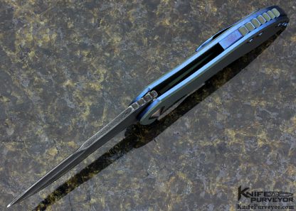 Neil Blackwood Custom Knife Acid Wash Tumbled Steel with Hamon and Titanium "Mini Skirmish" Framelock Flipper - Image 4