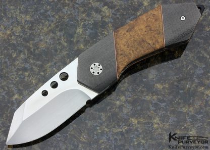 John Arnold Custom Knife Tactical FLF with Teak Burl, Carbon Fiber and MoonGlow II (IKBS) Linerlock