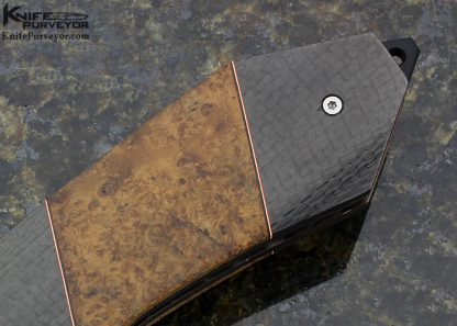 John Arnold Custom Knife Tactical FLF with Teak Burl, Carbon Fiber and MoonGlow II (IKBS) Linerlock - Image 3