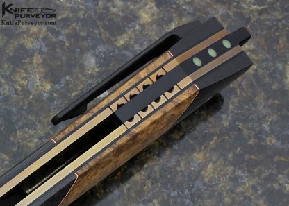John Arnold Custom Knife Tactical FLF with Teak Burl, Carbon Fiber and MoonGlow II (IKBS) Linerlock - Image 6