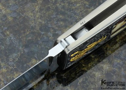 Ron Lake Custom Knife Stag Titanium Interframe Boot Blade Tail Lock Engraved by Ron Skaggs - Image 11