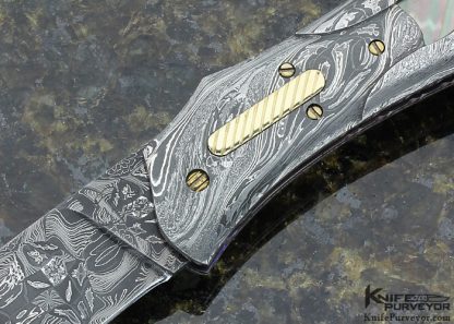 Don Hanson III Custom Knives Sole Authorship Damascus & Black Lip Tahitian Pearl Shell Linerlock - Image 2
