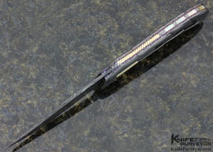 Don Hanson III Custom Knives Sole Authorship Damascus & Black Lip Tahitian Pearl Shell Linerlock - Image 4