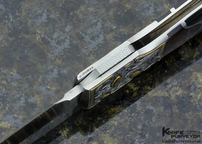 Scott Sawby Custom Knife 5 Piece Inlayed Self Lock Dagger Engraved by Jon Robyn - Image 7