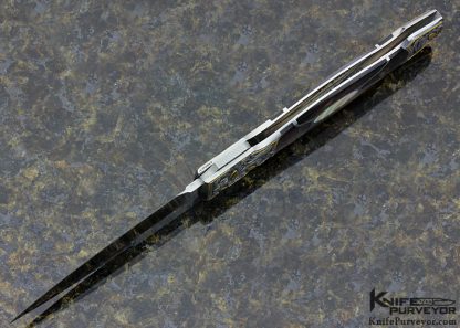 Scott Sawby Custom Knife 5 Piece Inlayed Self Lock Dagger Engraved by Jon Robyn - Image 6