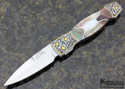 Scott Sawby Custom Knife 5 Piece Inlayed Self Lock Dagger Engraved by Jon Robyn