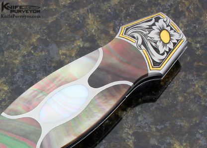Scott Sawby Custom Knife 5 Piece Inlayed Self Lock Dagger Engraved by Jon Robyn - Image 3