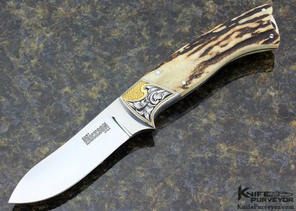 Curt Erickson Custom Knife Stag Hunter Engraved by Juile Warenski