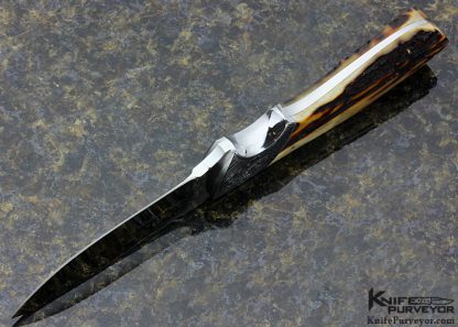 Dennis Friedly Custom Knife Stag Hunter Engraved By Bruce Shaw - Image 6