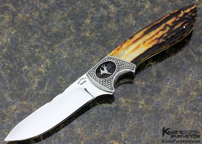 Dennis Friedly Custom Knife Stag Hunter Engraved By Bruce Shaw