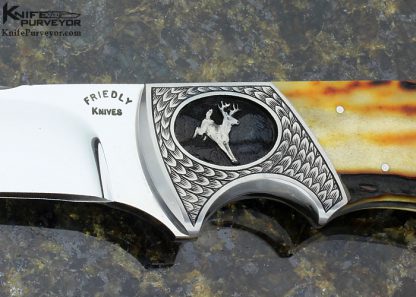 Dennis Friedly Custom Knife Stag Hunter Engraved By Bruce Shaw - Image 2