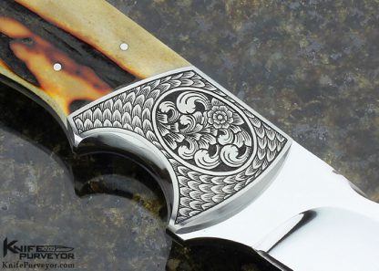 Dennis Friedly Custom Knife Stag Hunter Engraved By Bruce Shaw - Image 4