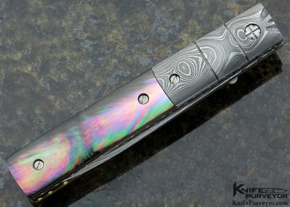 Mel Pardue Custom Knife Damascus & Black Lip Pearl Linerlock Physicians Knife - Image 3