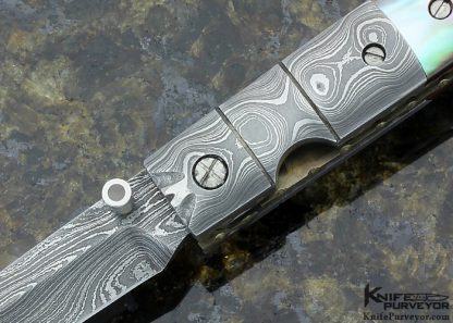 Mel Pardue Custom Knife Damascus & Black Lip Pearl Linerlock Physicians Knife - Image 2