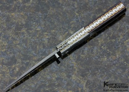 Mel Pardue Custom Knife Damascus & Black Lip Pearl Linerlock Physicians Knife - Image 4