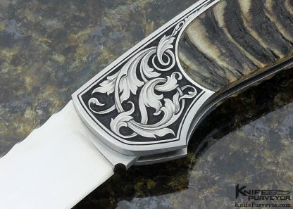Joe Kious Custom Knife Ram's Horn Lockback Engraved by Jon Robyn - Image 2
