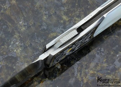 Scott Sawby Custom Knife Mother of Pearl Shell Self Lock Engraved by Marian Sawby - Image 6