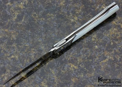 Scott Sawby Custom Knife Mother of Pearl Shell Self Lock Engraved by Marian Sawby - Image 5