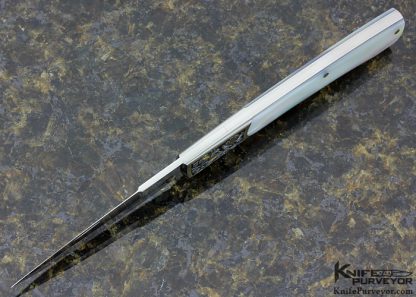 Scott Sawby Custom Knife Mother of Pearl Shell Self Lock Engraved by Marian Sawby - Image 4