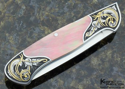 Tim Herman Custom Knife Black Lip Tahitian Pearl Shell Sole Authorship Engraved - Image 3