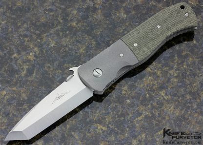 Ernest Emerson Custom Knife Super CQC-7 with OD Green Canvas Micarta and Bead Blasted Titanium Linerlock