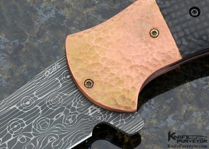 Eric Ochs Custom Knife "Vines & Roses" Damascus, Carbon Fiber & Hammered Copper Peregrine Flipper - Image 2