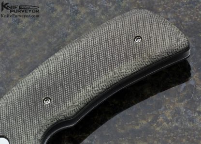 David Clark Custom Knife OD Green Canvas Micarta and Stonewashed Titanium Monster Flipper Frame Lock - Image 3