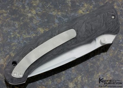 Jones Brothers Custom Knife  "Swiftwind" Marbled Carbon Fiber Linerlock - Image 4