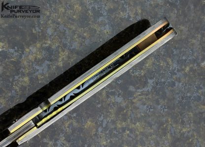 John Richter Custom Knife Exotic Material Picture Frame with SanMai Damascus Linerlock - Image 7