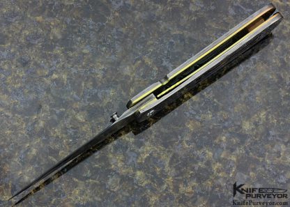 John Richter Custom Knife Exotic Material Picture Frame with SanMai Damascus Linerlock - Image 6