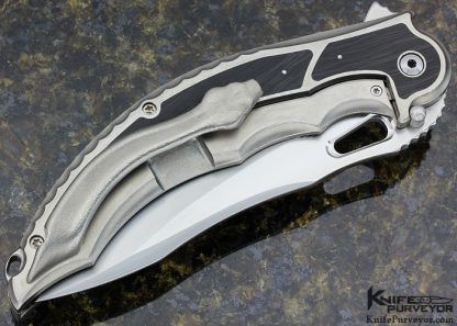 Rick Lala Custom Knife Carved by Rudy Lala Anodized Titanium Frame Lock Flipper - Image 4