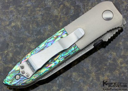 Ernest Emerson Custom Knife Damascus and Abalone CQC-6 Linerlock - Image 4
