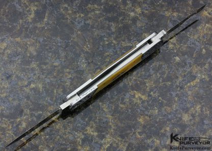 C. Gray Taylor Custom Knife Simon Lytton Engraved 3 Bladed Slipjoint with South Sea Gold Lip Pearl and 14Kt Gold Escutcheon and Pins - Image 6