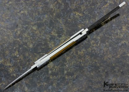C. Gray Taylor Custom Knife Simon Lytton Engraved 3 Bladed Slipjoint with South Sea Gold Lip Pearl and 14Kt Gold Escutcheon and Pins - Image 5