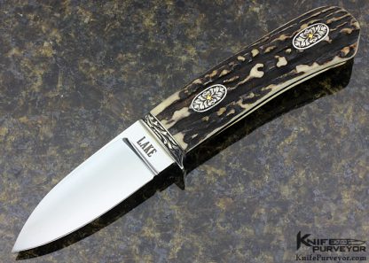 Ron Lake Custom Knife Fixed Blade Engraved with Premium Stag