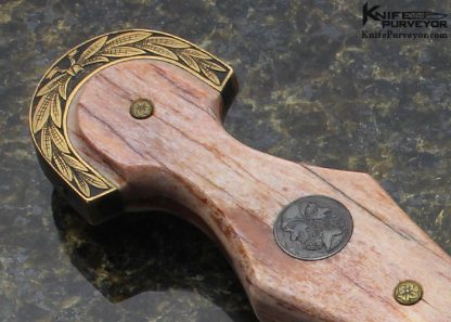 Kevin Harvey MS Custom Knife "Italian Cinquedea Dagger" Circa 1500 Replica Sole Authorship Damascus Engraving with 14 Kt Gold Inlays and Giraffe Bone - Image 6
