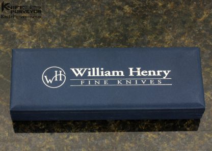 William Henry Custom Knife A.G. Russell Exclusive Mammoth Bark, Stippled Titanium and Mike Norris Raindrop Damascus with Sapphires Button Lock - Image 8