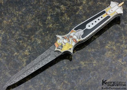 Warren Osborne Custom Knife Edwards Black Jade Interframe Auto Lockback Dagger Engraved by Jon Robyn (Featured in a Video)