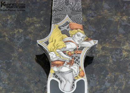 Warren Osborne Custom Knife Edwards Black Jade Interframe Auto Lockback Dagger Engraved by Jon Robyn (Featured in a Video) - Image 2