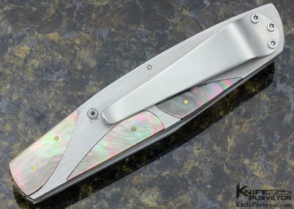 Charles Kain Custom Knife Black Lip Tahitian Pearl Shell and Damascus Funny Folder - Image 5