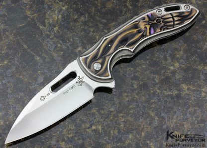 Rick Lala Korth Custom Knife Carved Skull Frame Lock Sentry Flipper