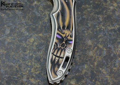 Rick Lala Korth Custom Knife Carved Skull Frame Lock Sentry Flipper - Image 5