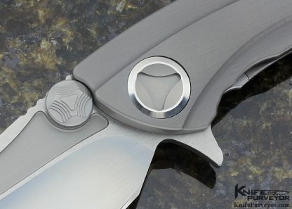 Microtech Custom Knife Whale Shark Titanium and Blued Titanium Screws Frame Lock Flipper - Image 2