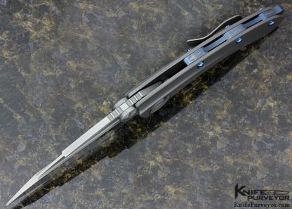 Microtech Custom Knife Whale Shark Titanium and Blued Titanium Screws Frame Lock Flipper - Image 5