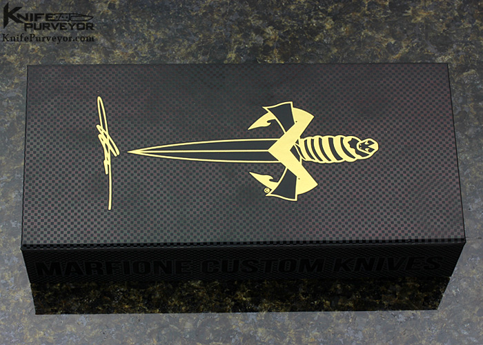 Tony Marfione Custom Knife Anax w/ Coated Titanium and Bronzed Hardware and Blued Ball Bearing Damascus Frame Lock - Image 8