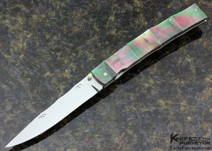 Koji Hara Custom Knife Black Lip Pearl Bamboo Folder