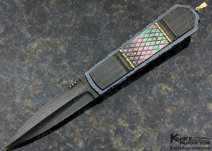Jim Minnick Custom Knife Blacklip Pearl & Damascus Linerlock Dagger