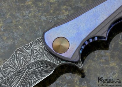 Neil Blackwood Custom Knife "Harpoon" Damascus Blade & Titanium "Henchman" Flipper Framelock - Image 3